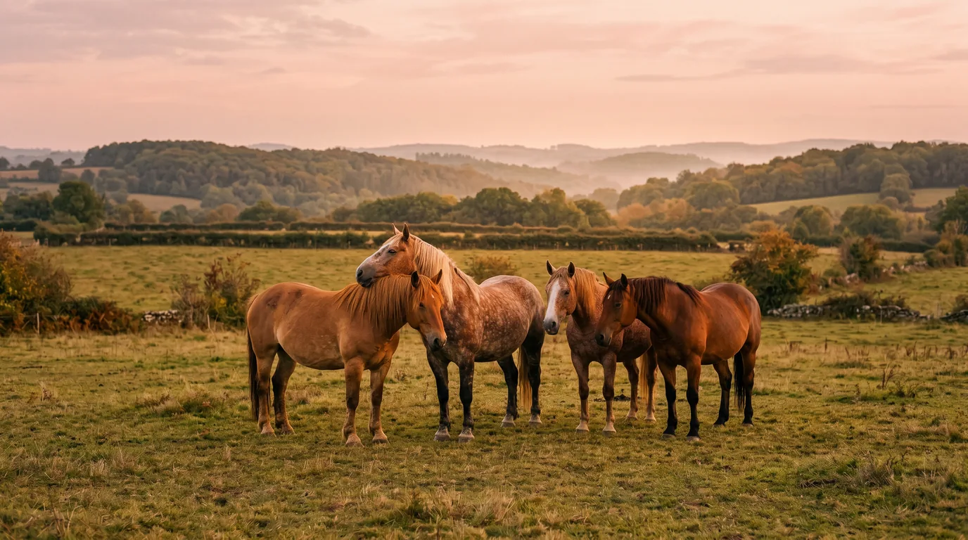 Les chevaux du Equi'Nature en liberté, Dordogne